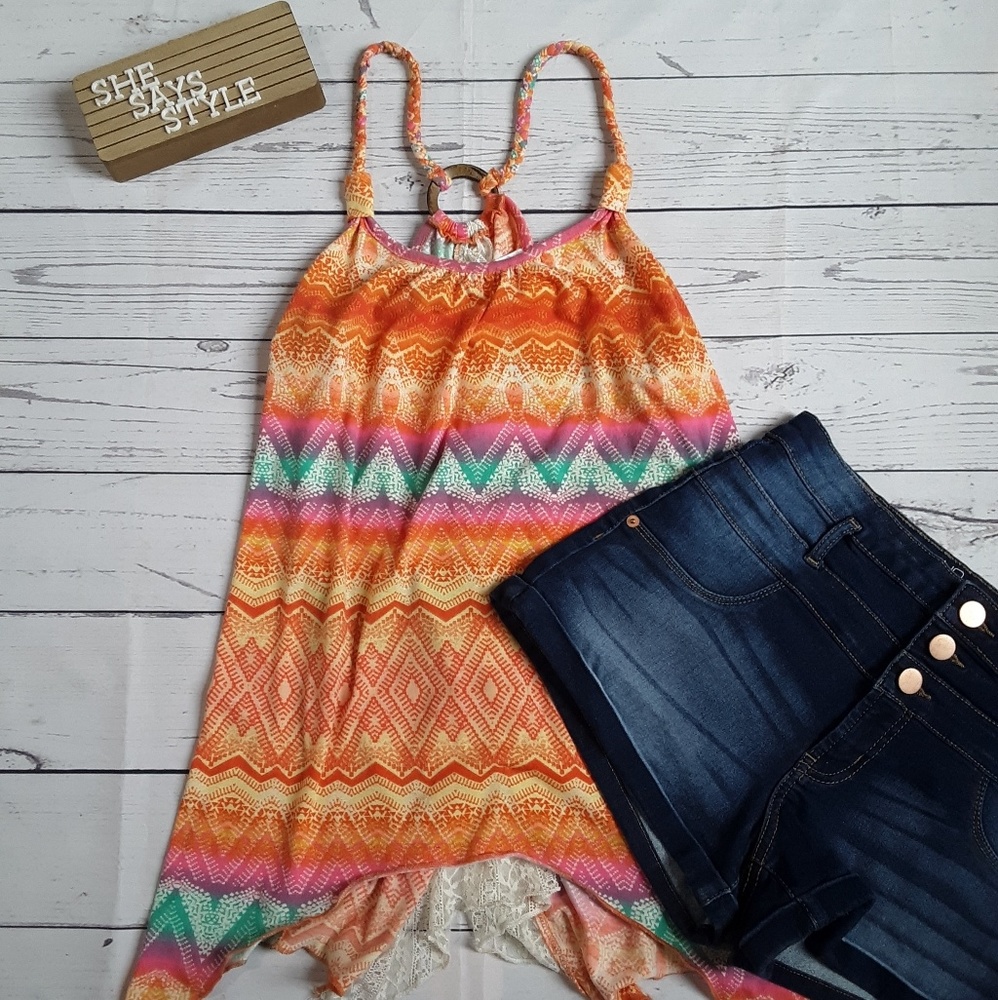 Boho print flowy tank